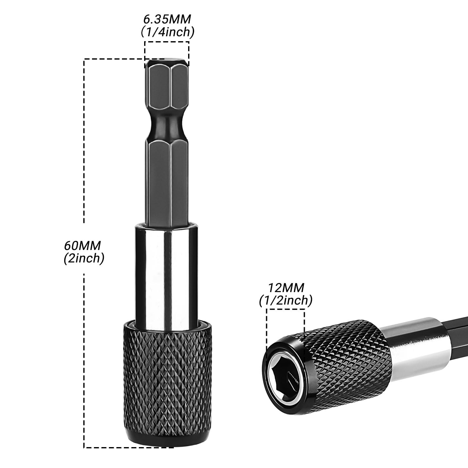 DEKOPRO 2 Pieces Quick Release Bit Holder Magnetic 1/4" Hex Shank Drill Bit Extension for Screwdriver Bits Nuts Drills drill bit extension,60MM Length