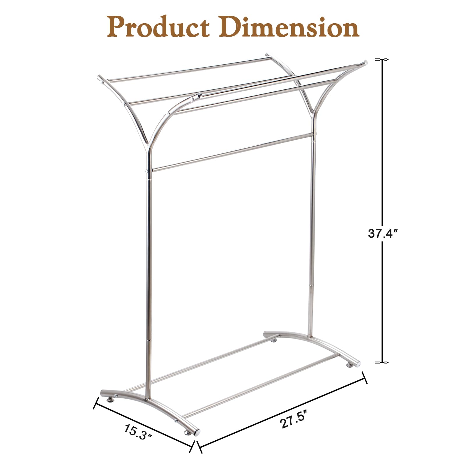 Freestanding Towel Rack, 5 Tier Stainless Steel Towel Bar Stand, Modern Industrial Blanket Ladder Display and Drying Rack for Bedroom Bathroom