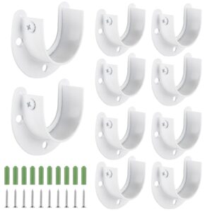 ldxdru 10pcs closet rod bracket, 1-1/2" diameter closet rod holders, stainless steel closet rod end supports, u shaped closet pole sockets opening flange rod bracket with screws, curtain rod holder