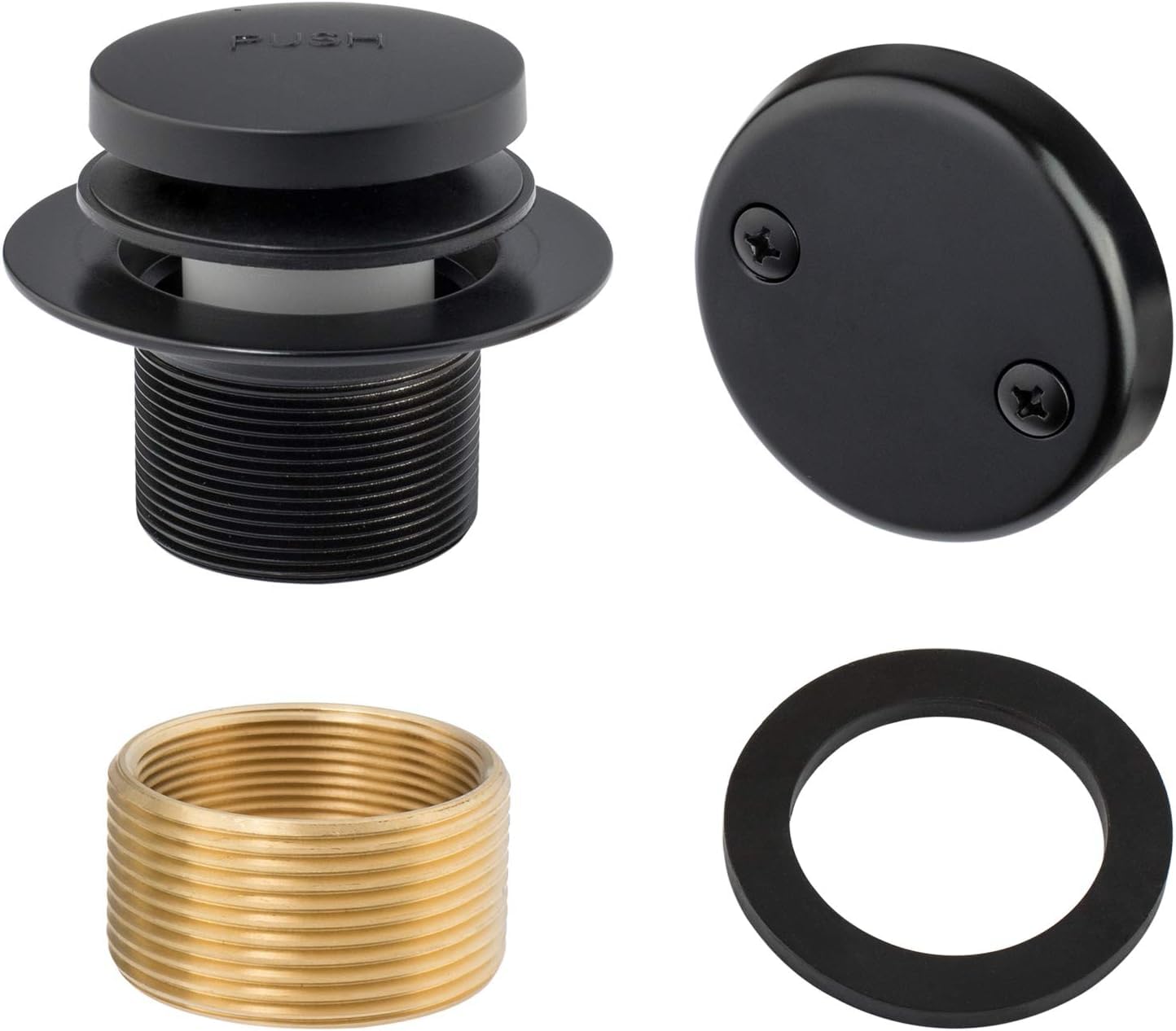 Matte Black Bathtub Drain/Bath Tub Drain Kit with Overflow Drain Cover - Bathtub Stopper Replacement by Yodel Faucet