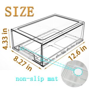 2 pack clear Drawer Plastic stackable Storage Box Bins Organizer，Medicine Container,Family First Aid Kits Medicine cabinet Box,Closet ，Shelf，Ointments, Adhesive Bandages，Cosmetics,Office Items