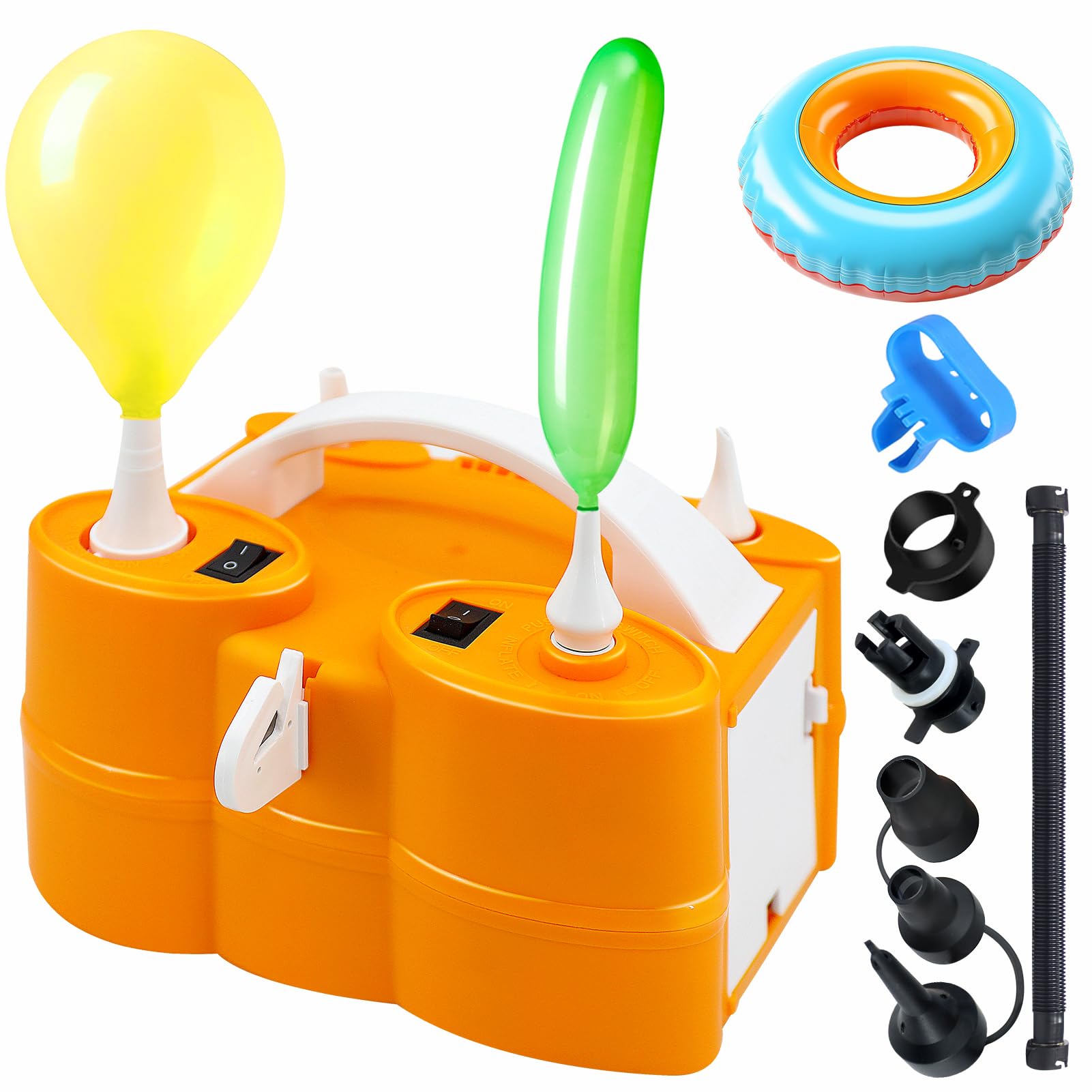 Growsun Balloon Pump, Electric 3 in 1 Powerful Air Inflate/Deflate Pump, Multi-Functional Double Motor for Swimming Pool, Inflatable Bed and Vacuum Bag and etc