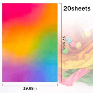 MR FIVE 20 Sheets 20"x 28" Rainbow Tissue Paper Bulk,Red Purple Green Blue Gradient Tissue Paper for Gift Bags,Rainbow Tissue Paper for Baby Shower Birthday Weddings Thanksgiving