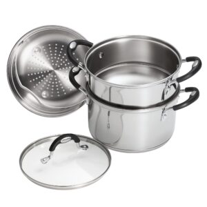 stainless steel 3 quart steamer & double-boiler, 4 piece