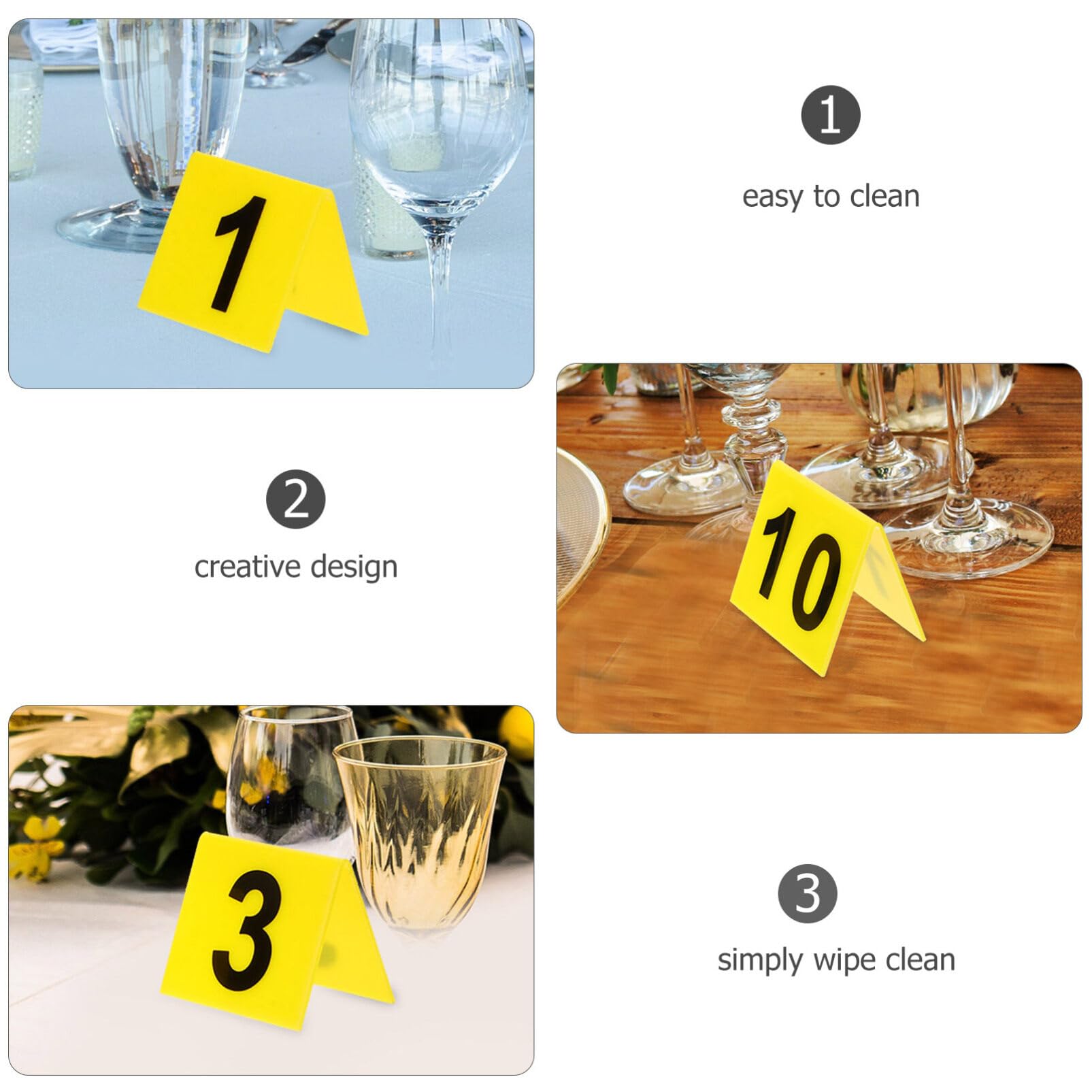 10pcs Plastic Table Triangle Table Number Signs V-Shaped Restaurant Table Sign for Restaurant Wedding Conference