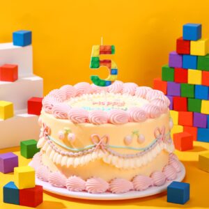 Rossesay Building Block Number 0-9 Birthday Cake Candle Numeral Birthday Candles Sparkler Candles for Cake Building Block Candles Cake Topper Novelty Candle for Building Block Party (Number 5)