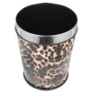 ABOOFAN Small Bathroom Trash Can Garbage Can Leopard Printed Waste Basket with Top Ring to Fix Bag for Bedroom Office Home