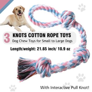 XIGOU Dog Rope Toys Indestructible Dog Toys, Dog Chew Toys for Aggressive Chewers, Tough Puppy Teething Chew Toys for Boredom, Dental Cleaning Tug of War Dog Toy, Great for Small to Large Breed