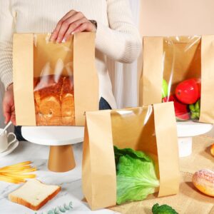 30 Pack Paper Bread Bags for Homemade Bread Sourdough Bread Bags with Window Comes with 32 Stickers Can be Used for Packaging Toast Croissants Bagels Donuts (14 * 8.3 * 3.5 Inch)