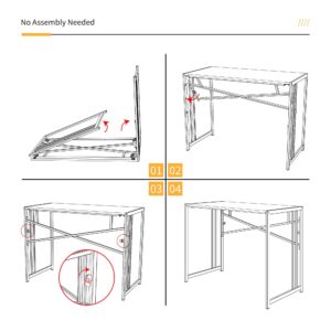 Lutown-Teen 32 inch Small Folding Desk, Writing Gaming Computer Camping Desk for Small Spaces, No Assembly Required Home Office Desk, Black Oak
