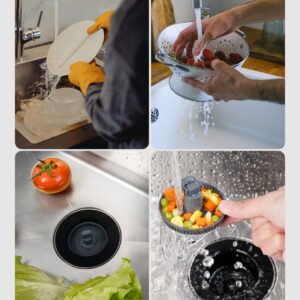 Hibbent 3 in 1 Kitchen Sink Drain Strainer and Stopper Combo, Stainless Steel Metal Pop Up Sink Stopper, Anti-Clogging Basket Strainer with Foldable Handle for US Standard 3-1/2" Drain, Matte Black