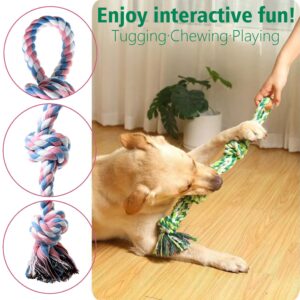 XIGOU Dog Rope Toys Indestructible Dog Toys, Dog Chew Toys for Aggressive Chewers, Tough Puppy Teething Chew Toys for Boredom, Dental Cleaning Tug of War Dog Toy, Great for Small to Large Breed