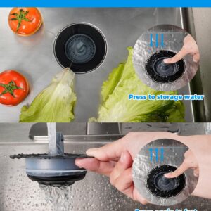 Hibbent 3 in 1 Kitchen Sink Drain Strainer and Stopper Combo, Stainless Steel Metal Pop Up Sink Stopper, Anti-Clogging Basket Strainer with Foldable Handle for US Standard 3-1/2" Drain, Matte Black