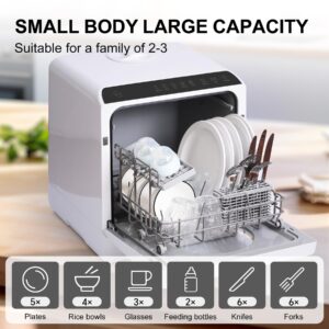 Mini dishwasher countertop .Compact Dishwasher with drying and double spray arms. Countertop Dishwasher With Water Tank. Portable dishwasher with 6 wash programs, can wash baby bottles.