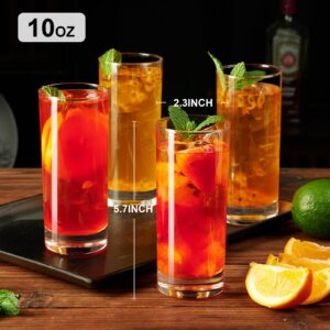 PARACITY Highball Glasses Set of 4, Drinking Glasses 10 Oz, Clear Glass Cups, Tall Tumbler Water Glasses, Glassware Set for Cocktail, Coffee, Mojitos