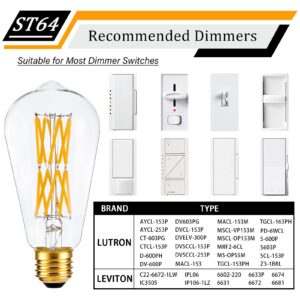 CREATE BRIGHT Vintage ST64 16W Dimmable Led Edison Bulbs 2700K Warm Light Bulbs Led Filament Light Bulbs for Chandeliers,E26 Base,4 Pack