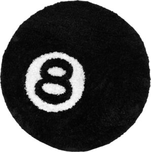 8 ball black rug round area rug eight ball carpet non slip flocking floor 8 ball rug bath mat for shower cute round rug for bedroom decor area rugs doormat for living dining dorm room 23.6''