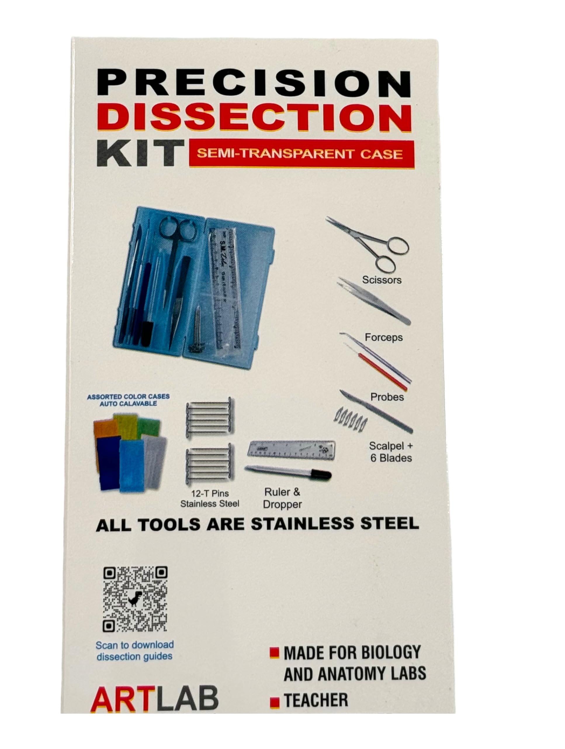 ArTLaB-Advanced Precision Dissection Kit - 25 pieces total. Stainless Steel Instruments perfect for Anatomy, Biology, Botany, Veterinary and Students -Dissecting Kit set