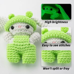 120g Glow in The Dark Yarn for Crocheting and Knitting; 120m(144yds) Yarn for Beginners with Easy-to-See Stitches; Worsted-Weight Medium #4; Yarn for Beginners Crochet Kit Making