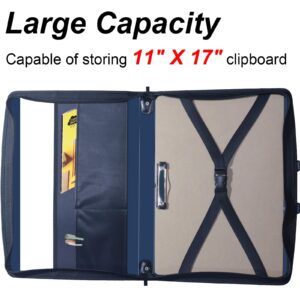 Acocony 11x17 Portfolio with Zipper Closure PP Material Oxford Cloth Edge Waterproof Blue 1 Pack