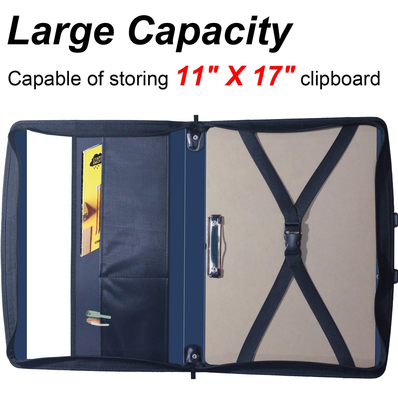 Acocony 11x17 Portfolio with Zipper Closure PP Material Oxford Cloth Edge Waterproof Blue 1 Pack