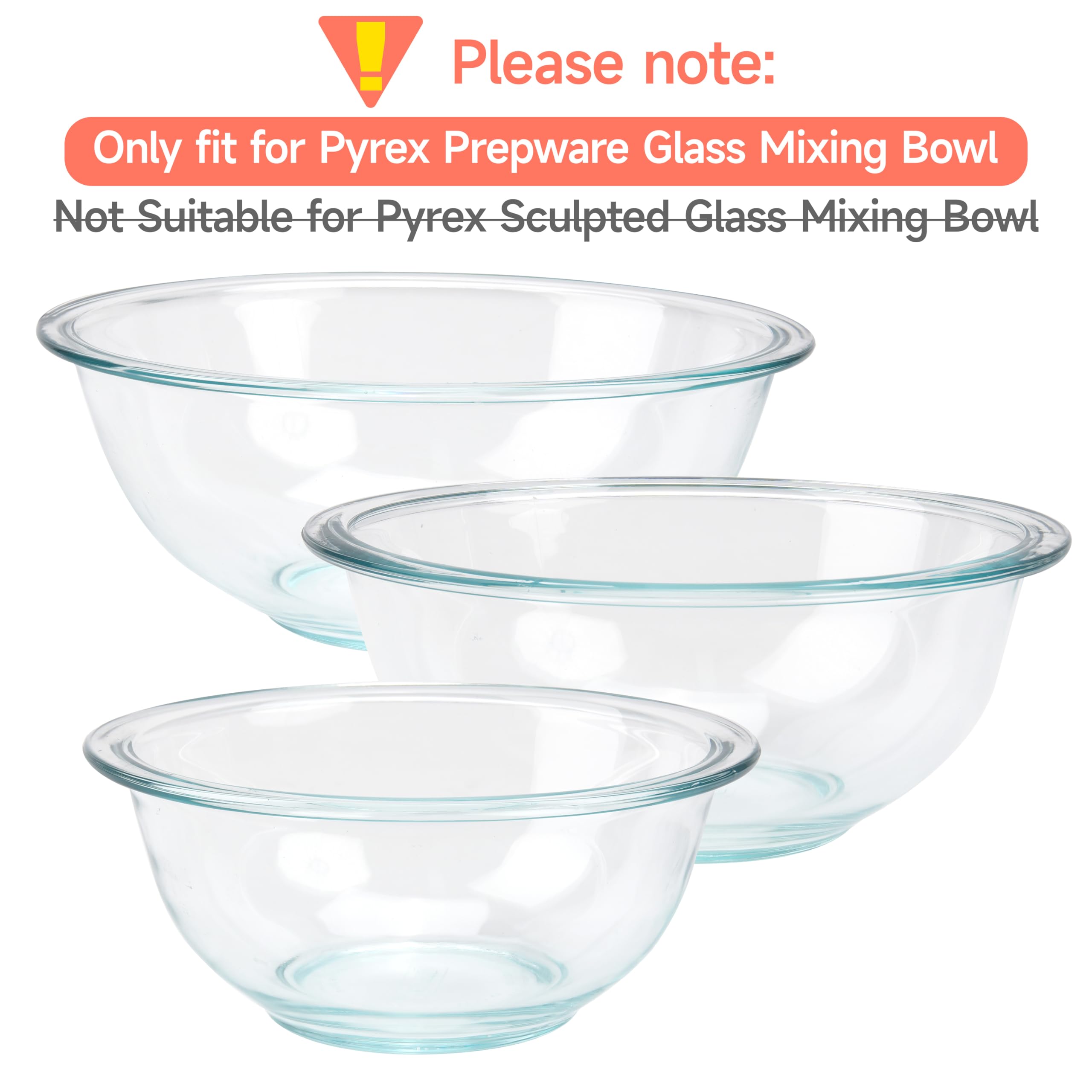 1 Pack Silicone Replacement Lids Only Fit for Pyrex 2.5 Quart Prepware Glass Mixing Bowls (325), Large Size, Dishwasher, Freezer, Microwave Safe (Bowl not included)