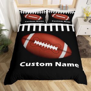 Erosebridal Personalized Customize Name Bedding Sets for Boys Full Size American Football Bedding Customize Name for Toddler Girls Teens Sports Games Fans Duvet Cover Geometry Stripe Comforter