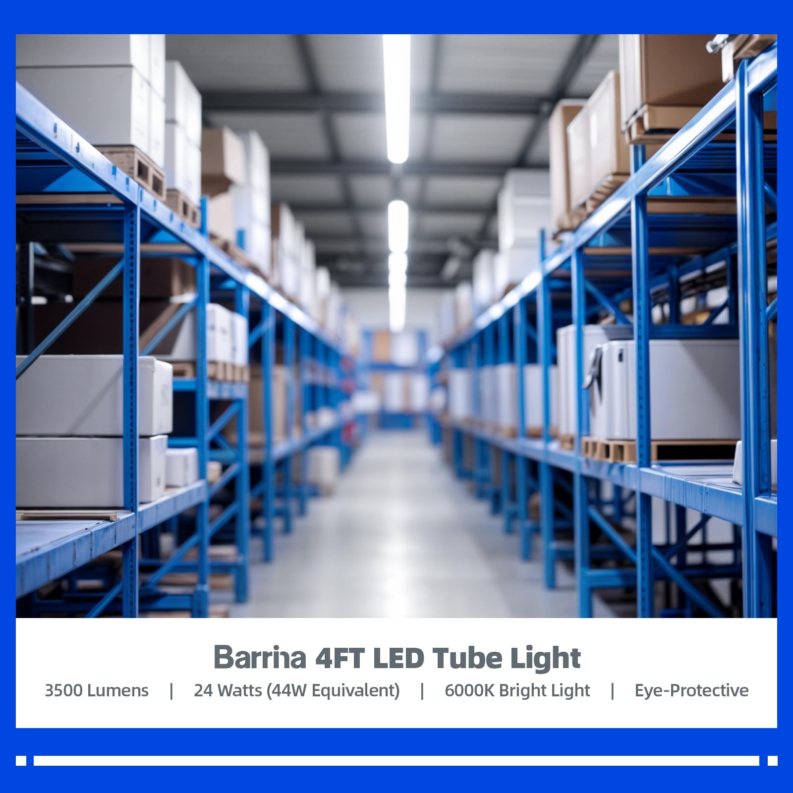 Barrina 4FT LED T8 Type B Light Tube, 24W, 3100LM, 6000K Bright Light, Ballast Bypass, 4 Foot T8 Fluorescent Replacement Tube, Dual-End Powered, T8 T10 T12 LED Replacement, Frosted Cover, 16 Packs