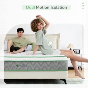 Novilla King Mattress, 10 Inch Memory Foam Hybrid Mattress with Individual Pocket Springs, Mattress King for Pressure Relief, Motion Isolation & Cool Sleep, Medium Firm with Pillow Top