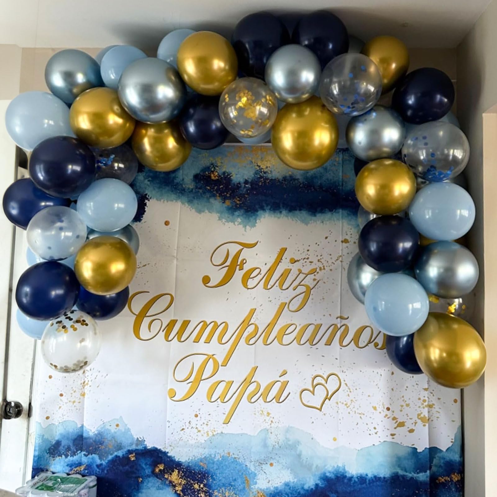 Navy Blue Gold Balloon, 60 Packs 12 Inch Metallic Blue and Macaron Blue Balloons with Metallic Gold Confetti Balloons for Birthday Party Decorations, Wedding, Bridal Shower, Baby Shower, Graduate