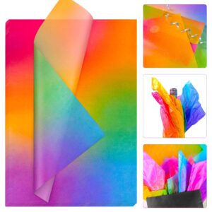 mr five 20 sheets 20"x 28" rainbow tissue paper bulk,red purple green blue gradient tissue paper for gift bags,rainbow tissue paper for baby shower birthday weddings thanksgiving