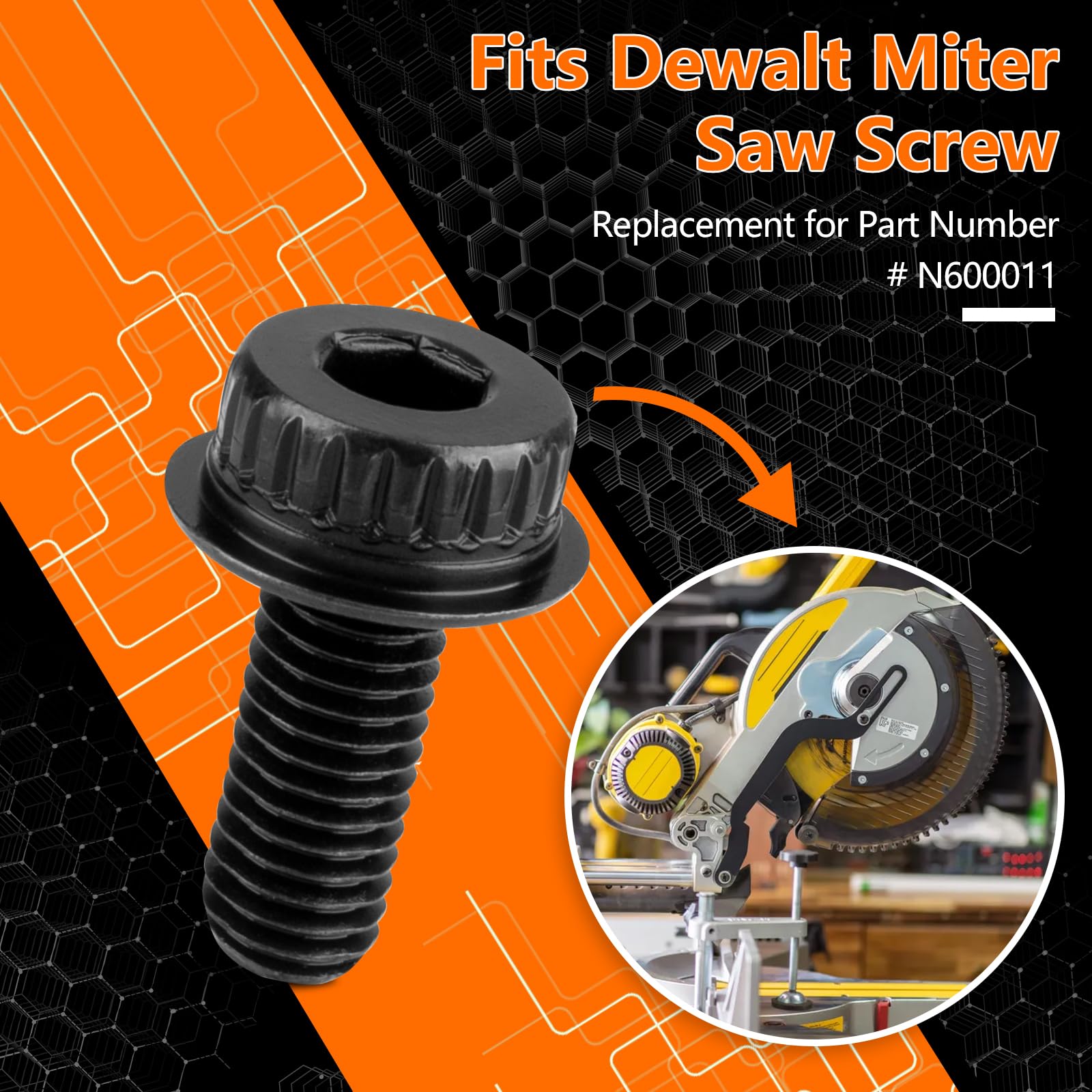 N600011 Miter Saw Blade Bolt for DeWalt, Replacement DeWalt Miter Saw DWS713 DWS715 DWS716 DWS716XPS DWS779 DWS780 DCS361M1 DCS361B DHS790T2 DHS790AB DWS713-B2 DWS713-B3 DWS713-AR DHS790AT2-2 Pack