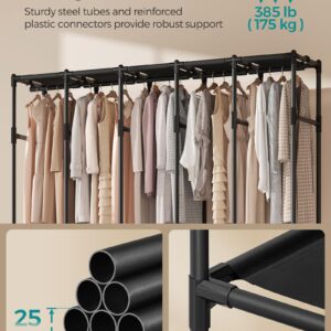 SONGMICS Wardrobe Closet, 83.5 Inch Large Capacity Portable Closet, Clothing Rack, 25 mm Dia,Thick Steel Tubes, Clothes Organizer with Fabric Cover, 5 Hanging Rails, 10 Shelves, Ink Black URDR095B01