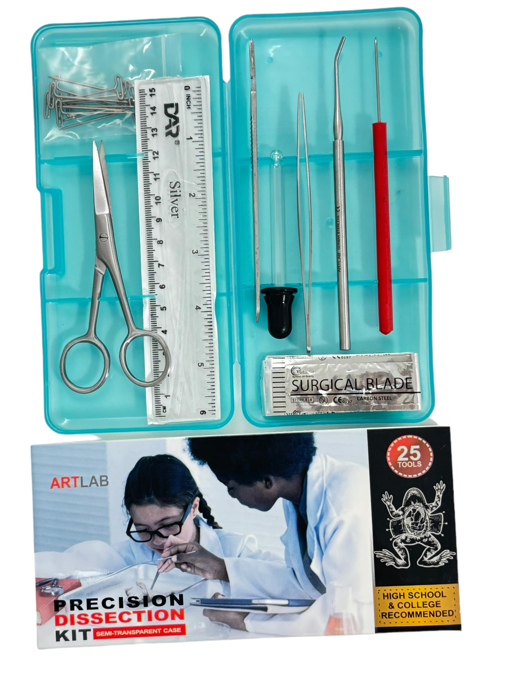 ArTLaB-Advanced Precision Dissection Kit - 25 pieces total. Stainless Steel Instruments perfect for Anatomy, Biology, Botany, Veterinary and Students -Dissecting Kit set