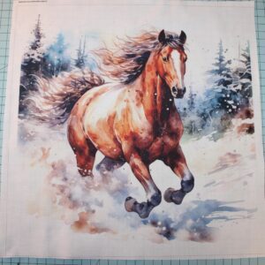 Fabric Panel 14"x14" Watercolor Horse 100% Cotton Quilting Panel Square AM376