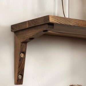 Afuly Wood Shelves for Wall, 24 Inch Rustic Floating Shelf with Wooden Brackets for Bedroom Living Room Kitchen, Wall Mounted Storage Shelving, Natural Solid Wood Home Decor