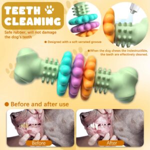 Lykani Dog Chew Toys for Small Dogs Toothbrush Stick Teeth Cleaning Brush Dental for Aggressive Chewers, Durable Interactive Dog Toys, Rubber Dog Toys for Puppy Christmas Easter Birthday Gifts, Green