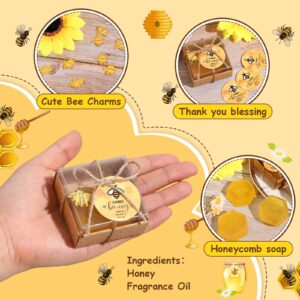 Dimsile 24 Set Baby Shower Bee Party Favors Honeycomb Bee Soap Handmade Scent Soaps with Gift Box Thank You Cards Bee Charms for Guest Gender Reveal Keepsake Wedding gifts Decorations (Transparent)