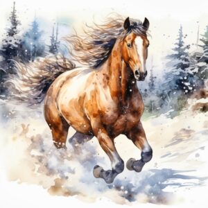 fabric panel 14"x14" watercolor horse 100% cotton quilting panel square am376