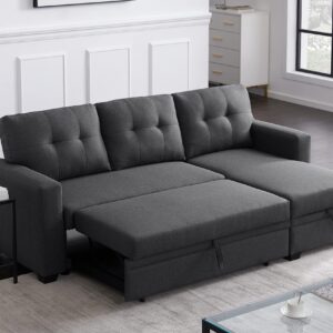 FANYE L-Shaped Reversible Sleeper Sectional Sofa Modern Living Room Corner Convertible Sofa&Couch with Pull Out Sleep Couch Bed and Storage Chaise for Home Office Apartment Living Room