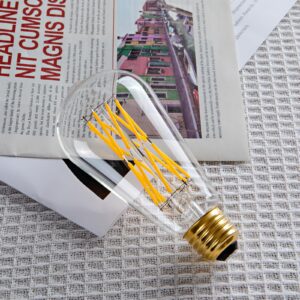 CREATE BRIGHT Vintage ST64 16W Dimmable Led Edison Bulbs 2700K Warm Light Bulbs Led Filament Light Bulbs for Chandeliers,E26 Base,4 Pack