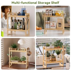 AmazerBath Bamboo Over The Toilet Storage Shelf - 2-Tier Bathroom Organizers and Storage Shelves, 2 in 1 Dual Stable Above Over Toilet Bathroom Shelf Home Storage Rack for Small Bathroom, Space Saver