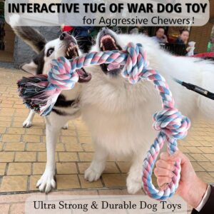 XIGOU Dog Rope Toys 2 Pcs Indestructible Dog Toys, Dog Chew Toys for Aggressive Chewers, Tough Puppy Teething Chew Toys for Boredom, Dental Cleaning Tug of War Dog Toy, Great for Small to Large Breed