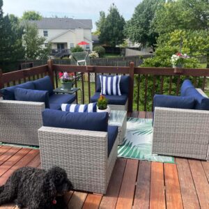 Sqodok Outdoor Cushion Covers 14Pcs Patio Cushion Slipcovers, Replacement Waterproof with Zipper for 6-Seaters Sofa, Outdoor Furniture Cushion Slipcovers Set Seat and Back, Covers Only, Dark Blue