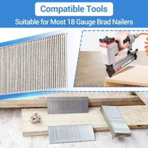 meite 18 Gauge Stainless Steel Brad Nails, 1 Inch 18GA Brad Nails, 304 Stainless Steel Small Finishing Nail Gun Nails for Pneumatic, Electric Brad Nailer Gun (2,000 Counts)