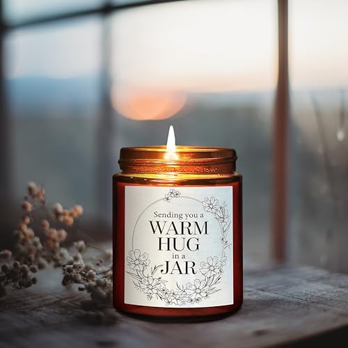 Briojoy Sending You Warm Hug in a Jar Candle - Friendship Gifts for Women Men Best Friend - Relaxing Gift for Her Him - Natural Soy Candle for Home - Sea Salt Jasmine Scented Candles for Stress Relief