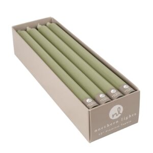 northern lights candles - 12" 12pk tapers - sage green - 72761