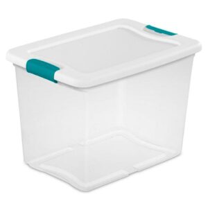 For Sterilite 25 Quart Latching Storage Box, Stackable Bin with Latch Lid, 6 Pack