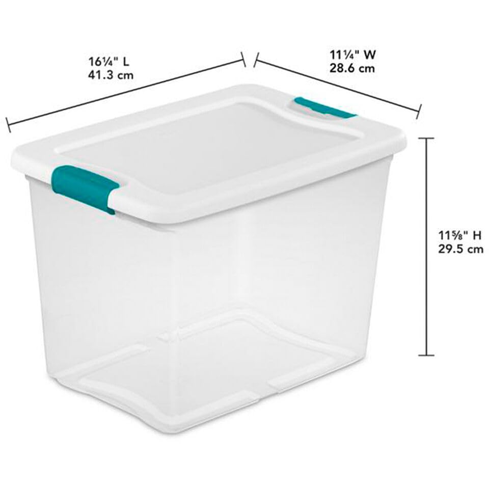 For Sterilite 25 Quart Latching Storage Box, Stackable Bin with Latch Lid, 6 Pack