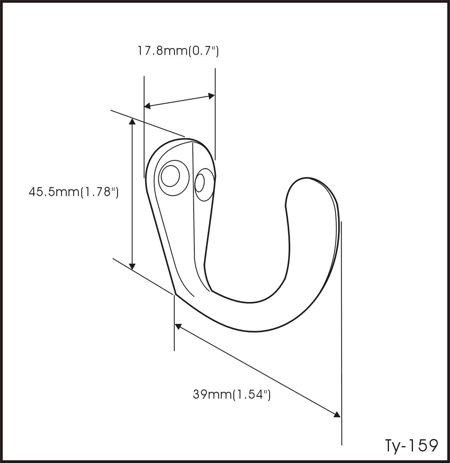 QCAA Heavier Robe Hook, Farmhouse Coat Hook, Zinc Die Cast, Oil Rubbed Bronze, Made in Taiwan, 6 Pack